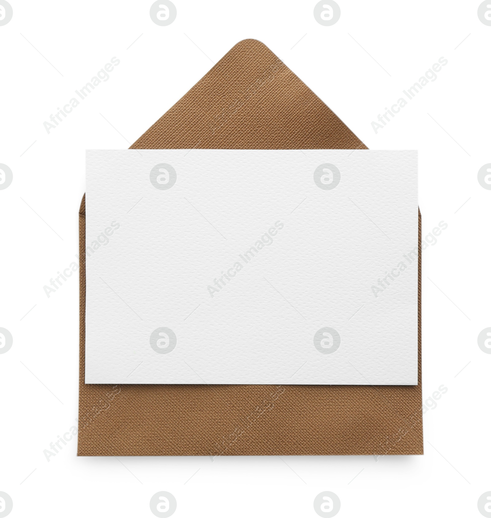 Blank invitation card and envelope isolated on white, top view. Space for design Photo of Blank invitation card and envelope isolated on white, top view. Space for design
