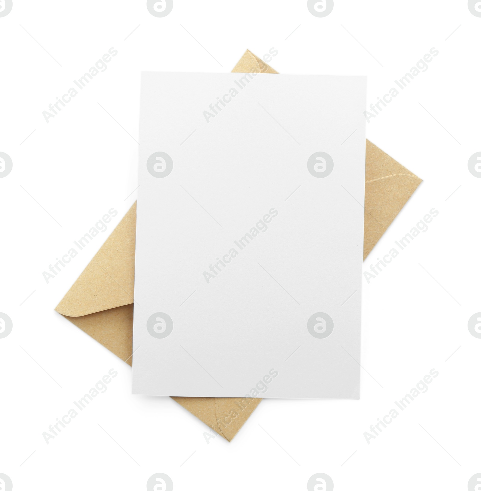 Blank invitation card and envelope isolated on white, top view. Space for design Photo of Blank invitation card and envelope isolated on white, top view. Space for design