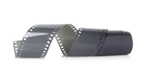 Photo of Strip of photographic film isolated on white