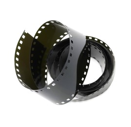 Photo of Strip of photographic film isolated on white, above view
