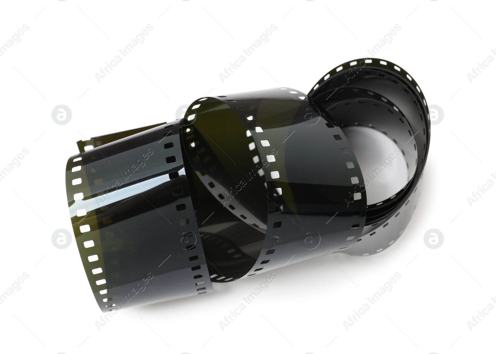 Strip of photographic film isolated on white, above view Photo of Strip of photographic film isolated on white, above view