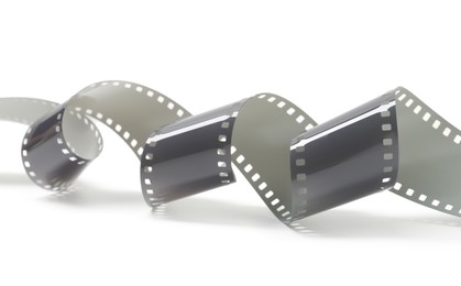Photo of Strip of photographic film isolated on white