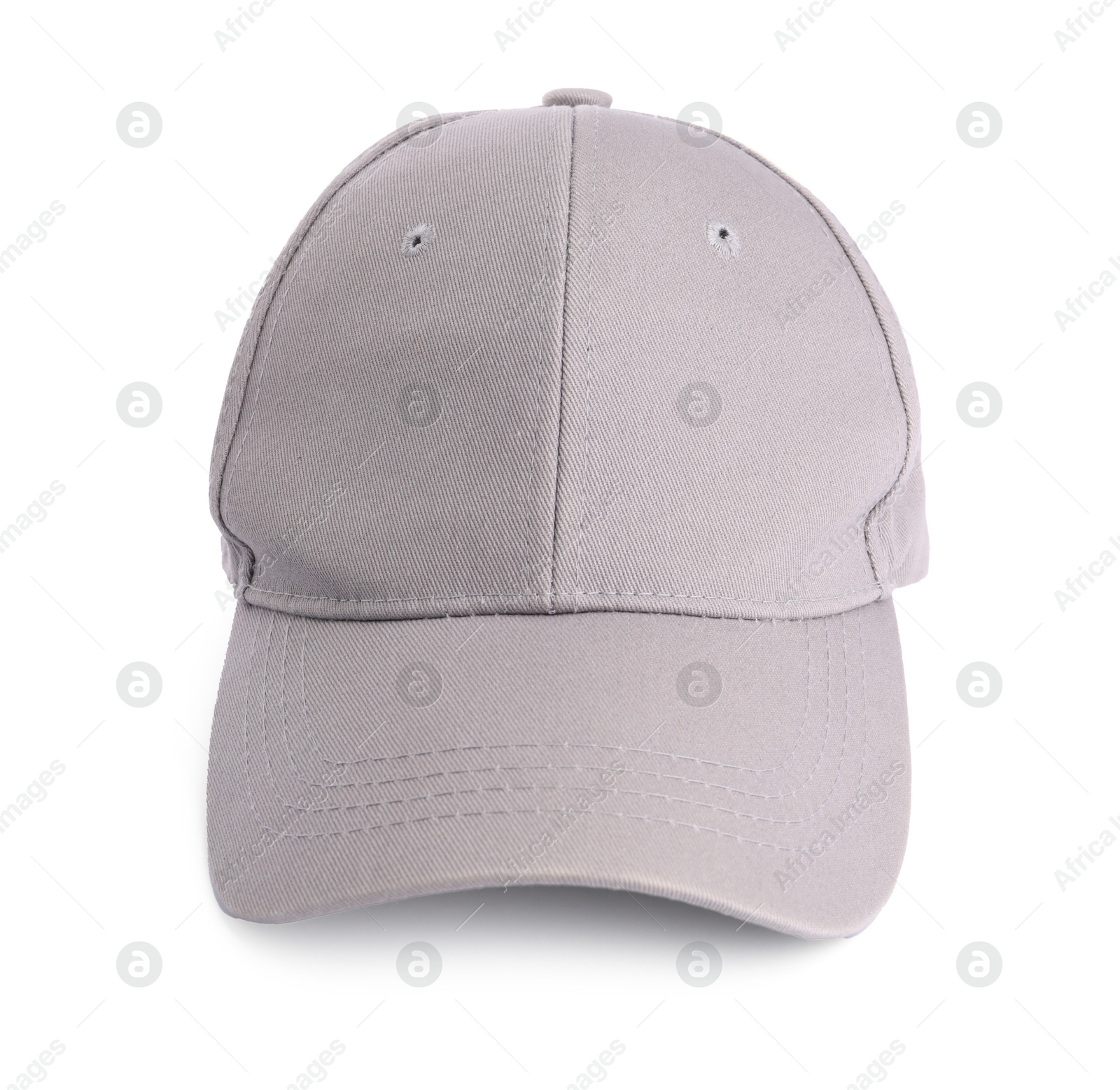 Light grey baseball hat isolated on white Photo of Light grey baseball hat isolated on white