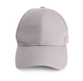 Photo of Light grey baseball hat isolated on white