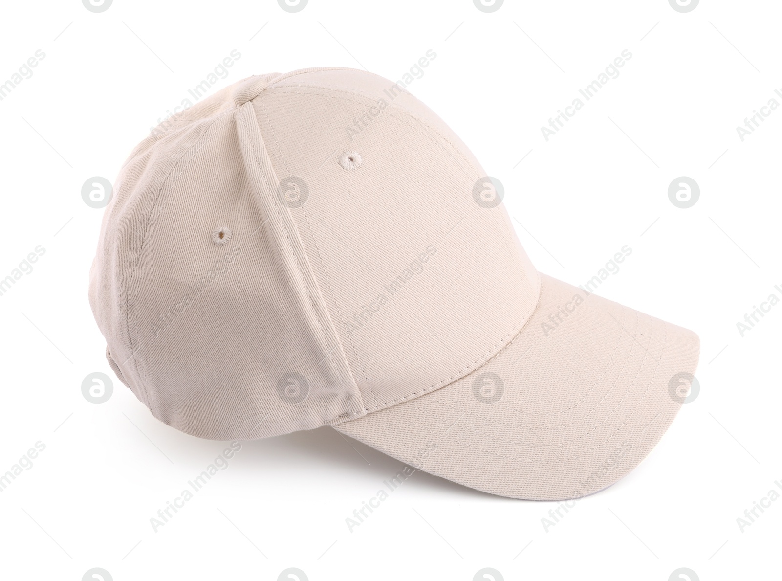 One beige baseball hat isolated on white Photo of One beige baseball hat isolated on white