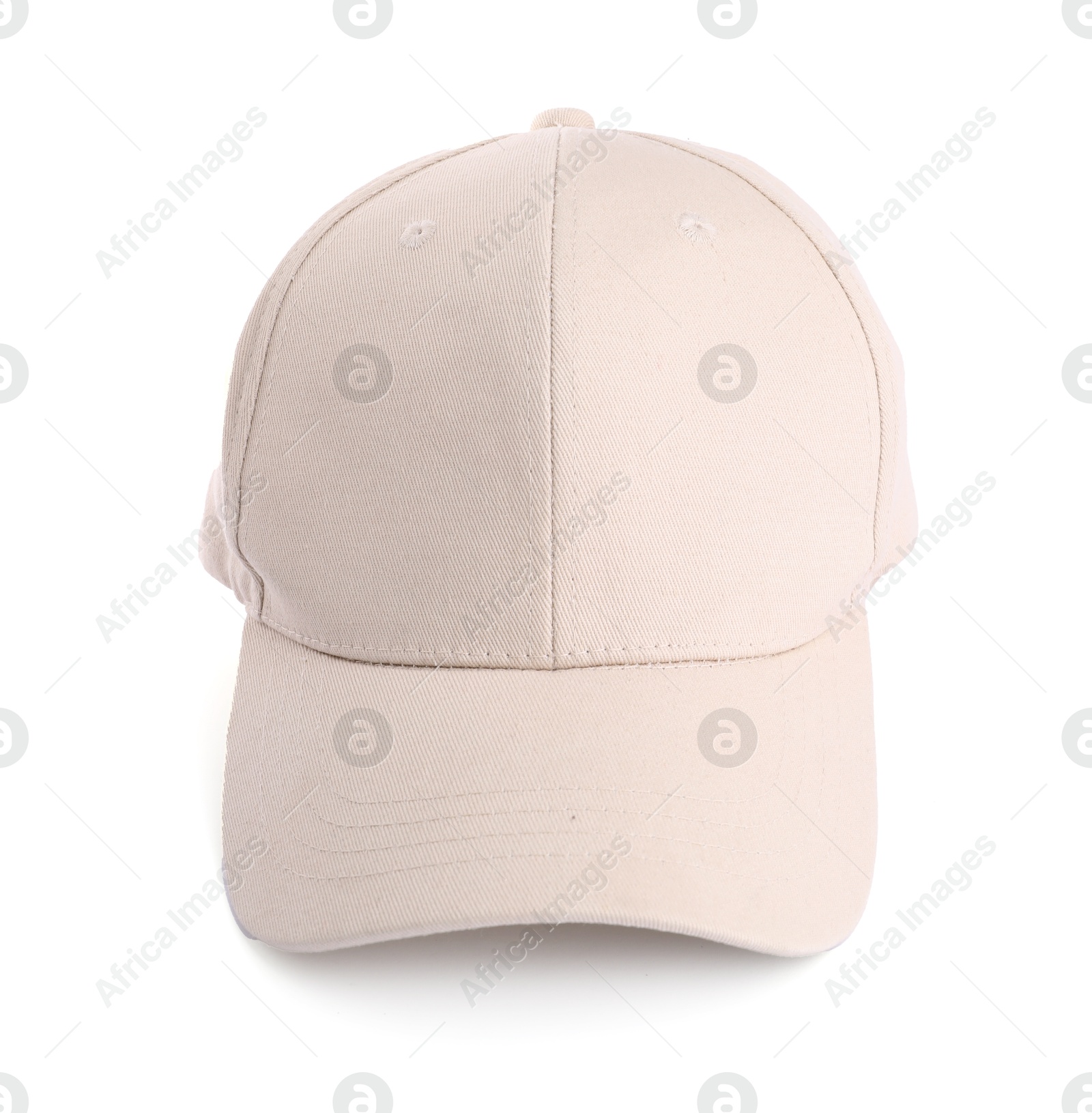 One beige baseball hat isolated on white Photo of One beige baseball hat isolated on white