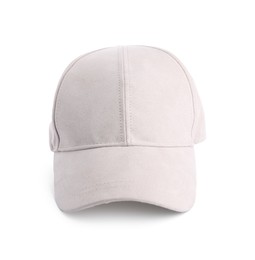 Photo of One beige baseball hat isolated on white