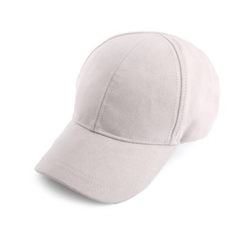 Photo of One beige baseball hat isolated on white