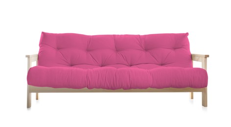 Image of Pink sofa isolated on white. Furniture for living room interior