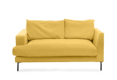 Image of Yellow sofa isolated on white. Furniture for living room interior