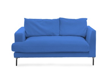 Image of Blue sofa isolated on white. Furniture for living room interior