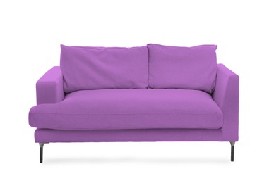 Image of Violet sofa isolated on white. Furniture for living room interior