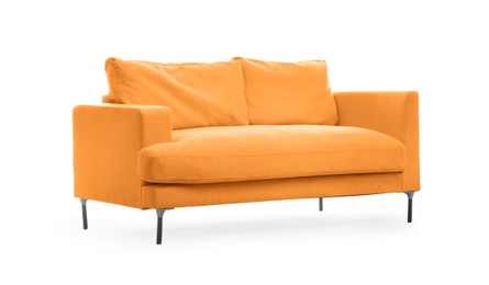 Image of Orange sofa isolated on white. Furniture for living room interior