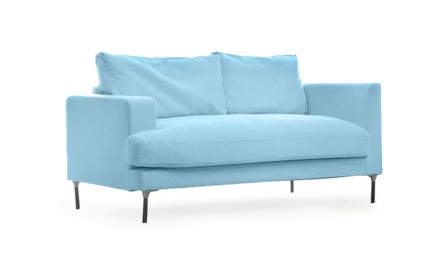Image of Light blue sofa isolated on white. Furniture for living room interior