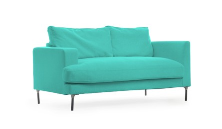 Image of Turquoise sofa isolated on white. Furniture for living room interior