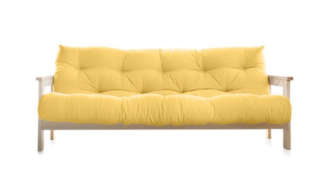 Image of Yellow sofa isolated on white. Furniture for living room interior