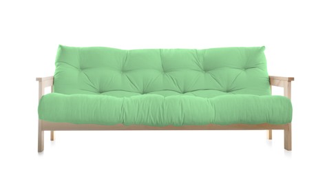Image of Light green sofa isolated on white. Furniture for living room interior