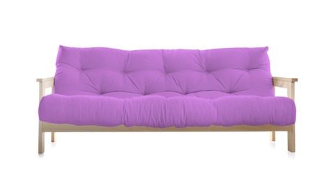 Image of Violet sofa isolated on white. Furniture for living room interior