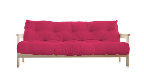 Image of Crimson sofa isolated on white. Furniture for living room interior