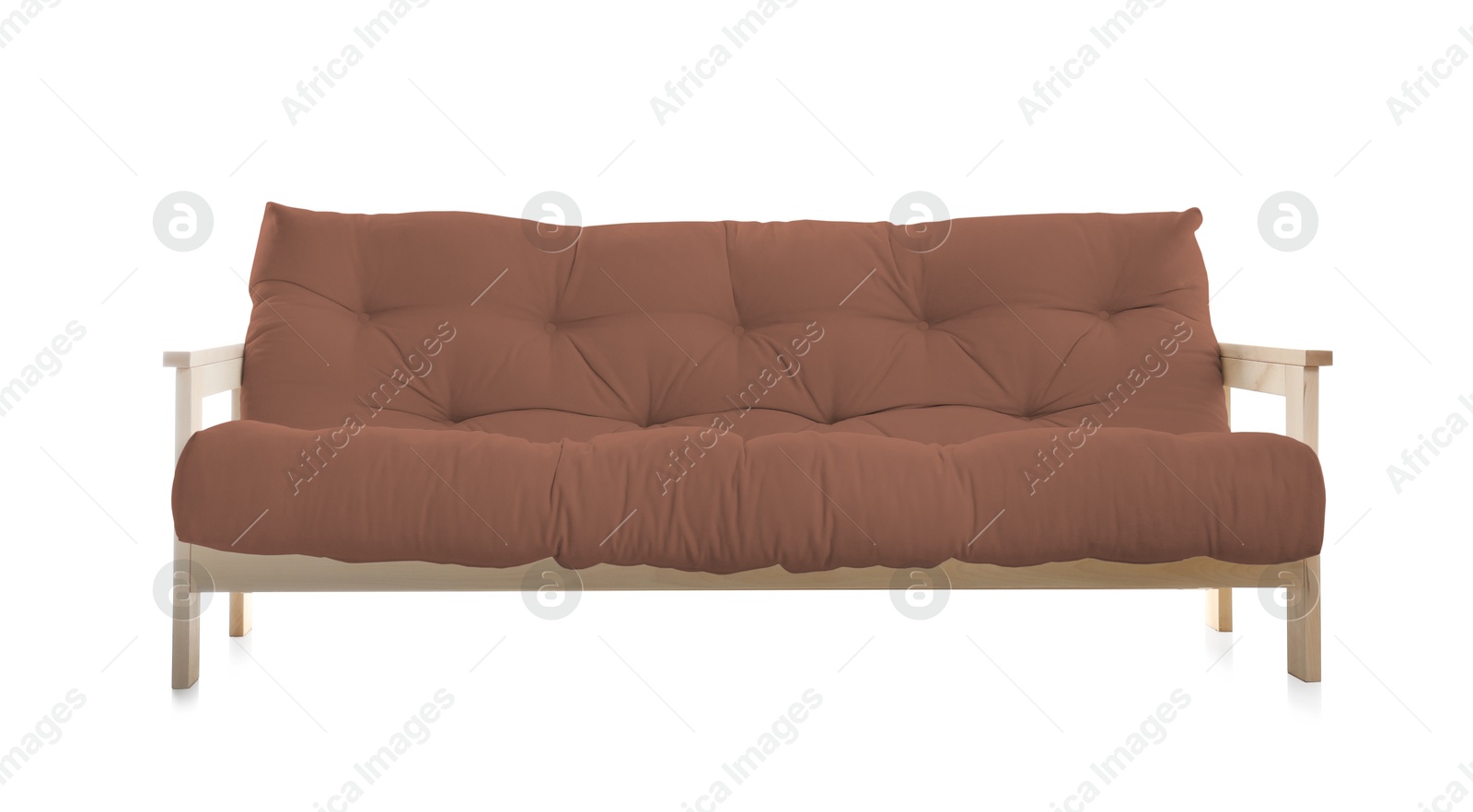 Image of Brown sofa isolated on white. Furniture for living room interior