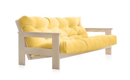 Image of Yellow sofa isolated on white. Furniture for living room interior