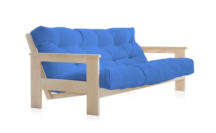 Image of Blue sofa isolated on white. Furniture for living room interior