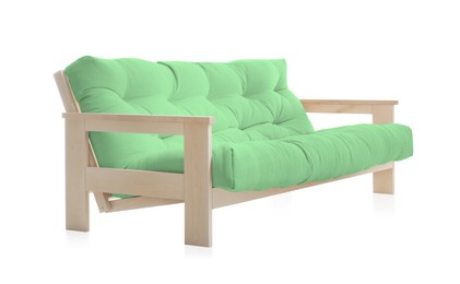 Image of Light green sofa isolated on white. Furniture for living room interior