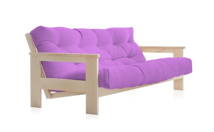 Image of Violet sofa isolated on white. Furniture for living room interior