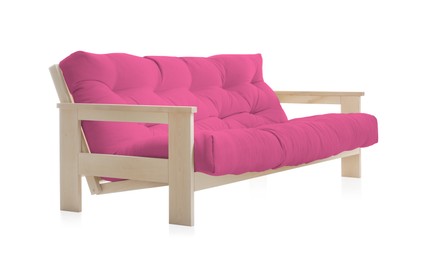 Image of Pink sofa isolated on white. Furniture for living room interior