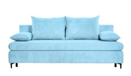 Image of Light blue sofa isolated on white. Furniture for living room interior