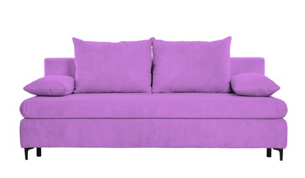 Image of Violet sofa isolated on white. Furniture for living room interior