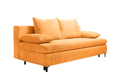 Image of Orange sofa isolated on white. Furniture for living room interior