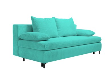 Image of Turquoise sofa isolated on white. Furniture for living room interior