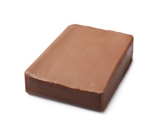 Photo of Block of tasty chocolate butter isolated on white
