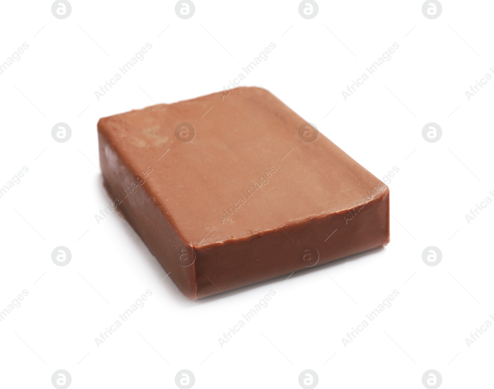 Block of tasty chocolate butter isolated on white Photo of Block of tasty chocolate butter isolated on white