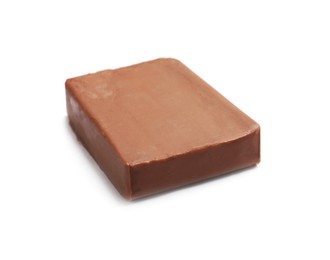 Photo of Block of tasty chocolate butter isolated on white