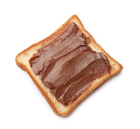 Photo of Sandwich with chocolate butter isolated on white, top view