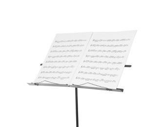 Photo of Stand with music sheets isolated on white