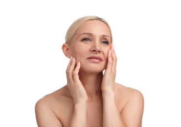 Photo of Portrait of beautiful woman on white background