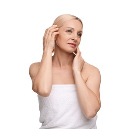 Photo of Portrait of beautiful woman on white background