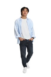 Photo of Handsome Asian man posing on white background