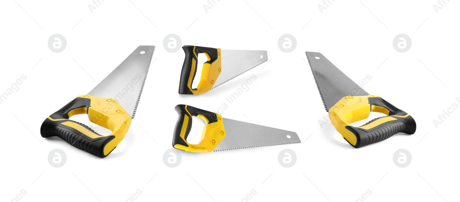 Hand saw isolated on white, collage. Cutting tool Image of Hand saw isolated on white, collage. Cutting tool