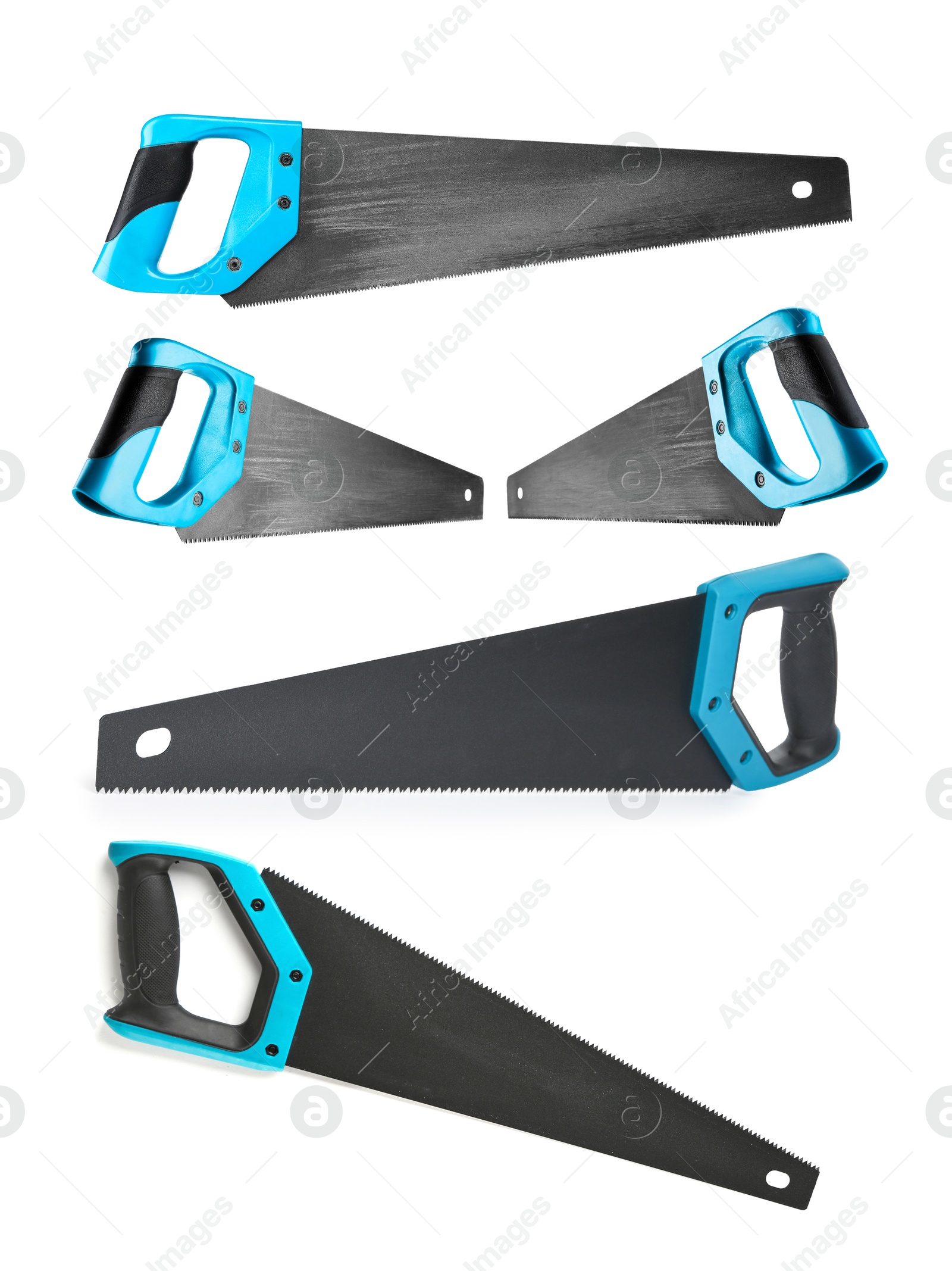 Hand saw isolated on white, collage. Cutting tool Image of Hand saw isolated on white, collage. Cutting tool