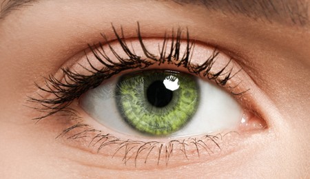 Image of Closeup view of woman with green eyes