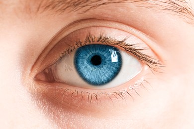 Image of Closeup view of woman with blue eyes