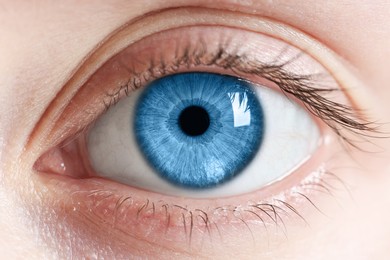 Image of Closeup view of woman with blue eyes