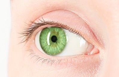 Image of Closeup view of woman with green eyes