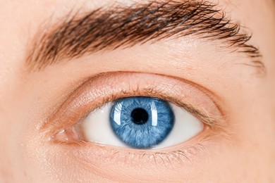 Image of Closeup view of woman with blue eyes
