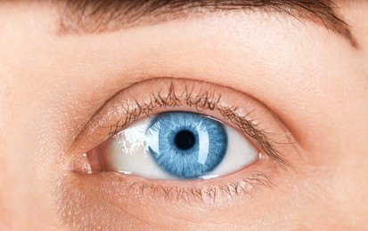 Image of Closeup view of woman with blue eyes