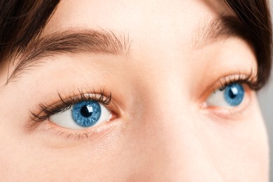 Image of Closeup view of woman with blue eyes